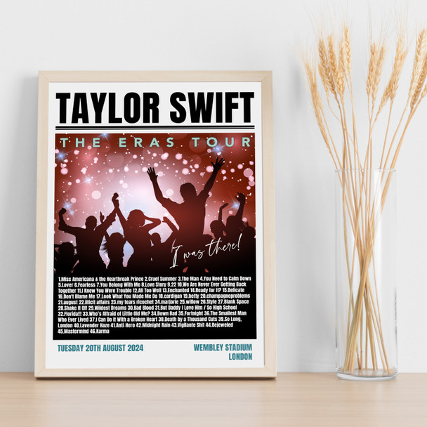 Taylor Swift - Concert Setlist Gig Poster Print Canvas Concert - Wembley London England - Aug 20 2024