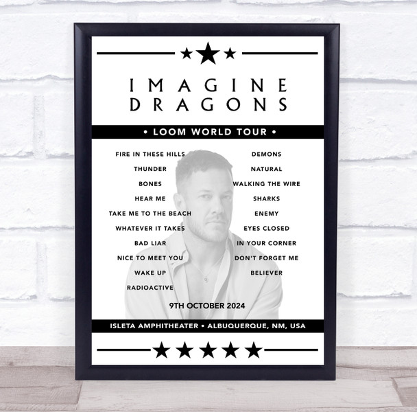Imagine Dragons - Concert Setlist Poster Print Canvas - Isleta Amphitheater, Albuquerque, NM, USA - October 9th 2024