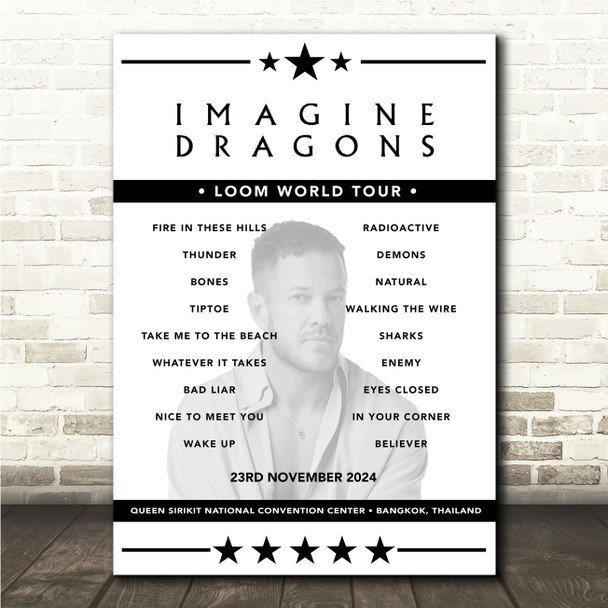 Imagine Dragons - Concert Setlist Poster Print Canvas - Queen Sirikit National Convention Center, Bangkok, Thailand - November 23rd 2024
