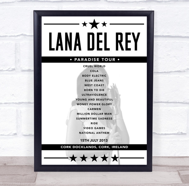 Lana Del Rey - Concert Setlist Poster Print Canvas - Cork Docklands, Cork, Ireland - July 15th 2013