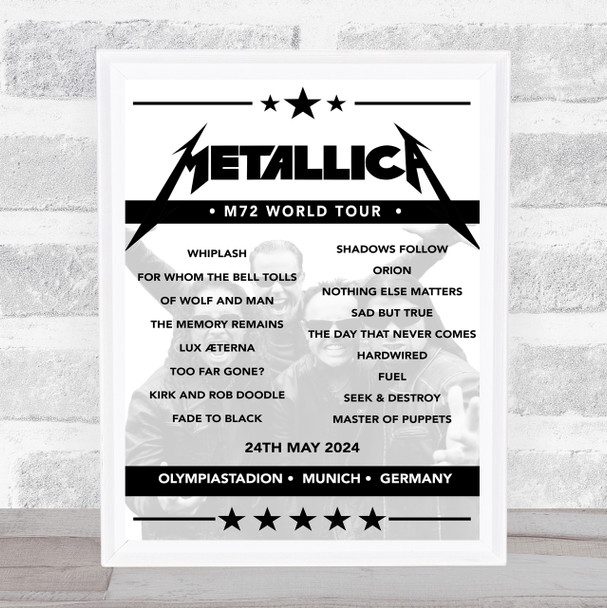 Metallica - Concert Setlist Poster Print Canvas - Olympiastadion, Munich, Germany - May 24th 2024