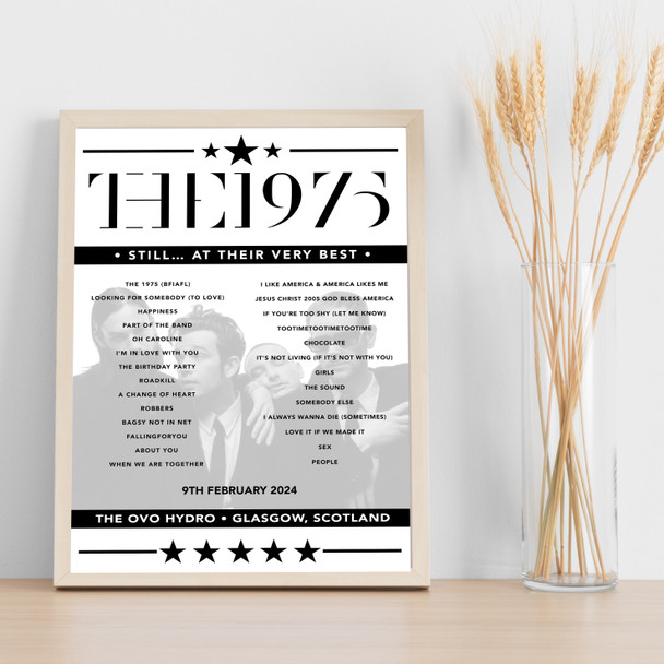 The 1975 - Concert Setlist Poster Print Canvas - The OVO Hydro, Glasgow, Scotland - February 9th 2024