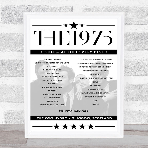 The 1975 - Concert Setlist Poster Print Canvas - The OVO Hydro, Glasgow, Scotland - February 9th 2024