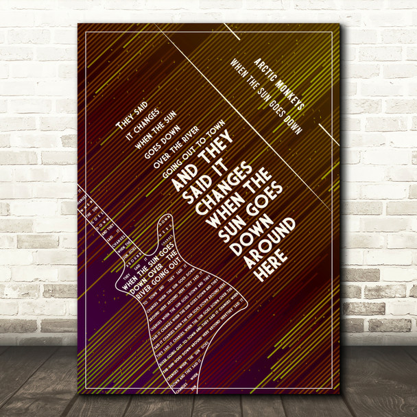 Arctic Monkeys When The Sun Goes Down Retro Lines Electric Guitar Music Song Lyric Art Print