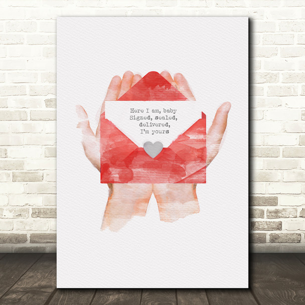 Stevie Wonder Signed, Sealed, Delivered, I'M Yours Watercolour Envelope Hands Music Art Print