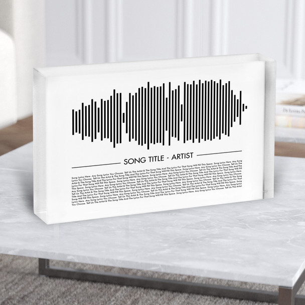 Sound Wave Minimal Black & White Any Song Lyric Acrylic Block