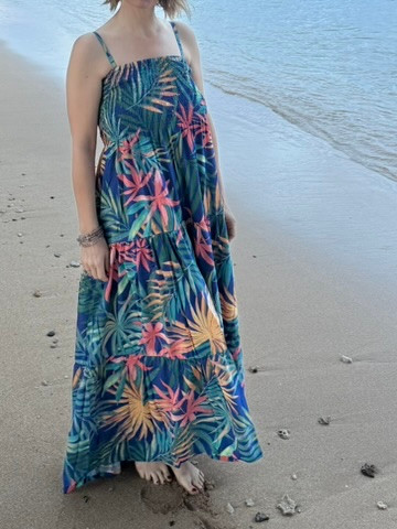 Tropical Smocked Tiered Maxi Dress