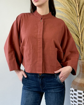 Butterfly Linen Button Top