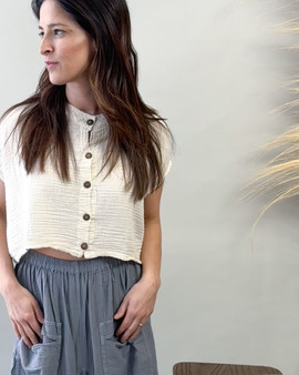 Crop Cotton Gauze Top
