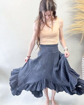 Frill Cotton Gauze Skirt