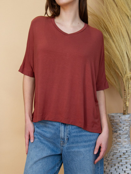 Jersey Oversize V-Neck Yoga Top