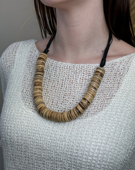Coin Wood Necklace