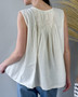 Pleated V-Neck Gauze Top