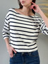 Stripe Cotton Long Sleeve Top