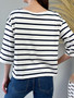 Stripe Cotton Long Sleeve Top