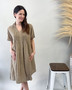 Pleated V-Neck Dress