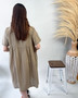 Pleated V-Neck Dress