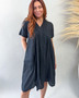 Pleated V-Neck Dress