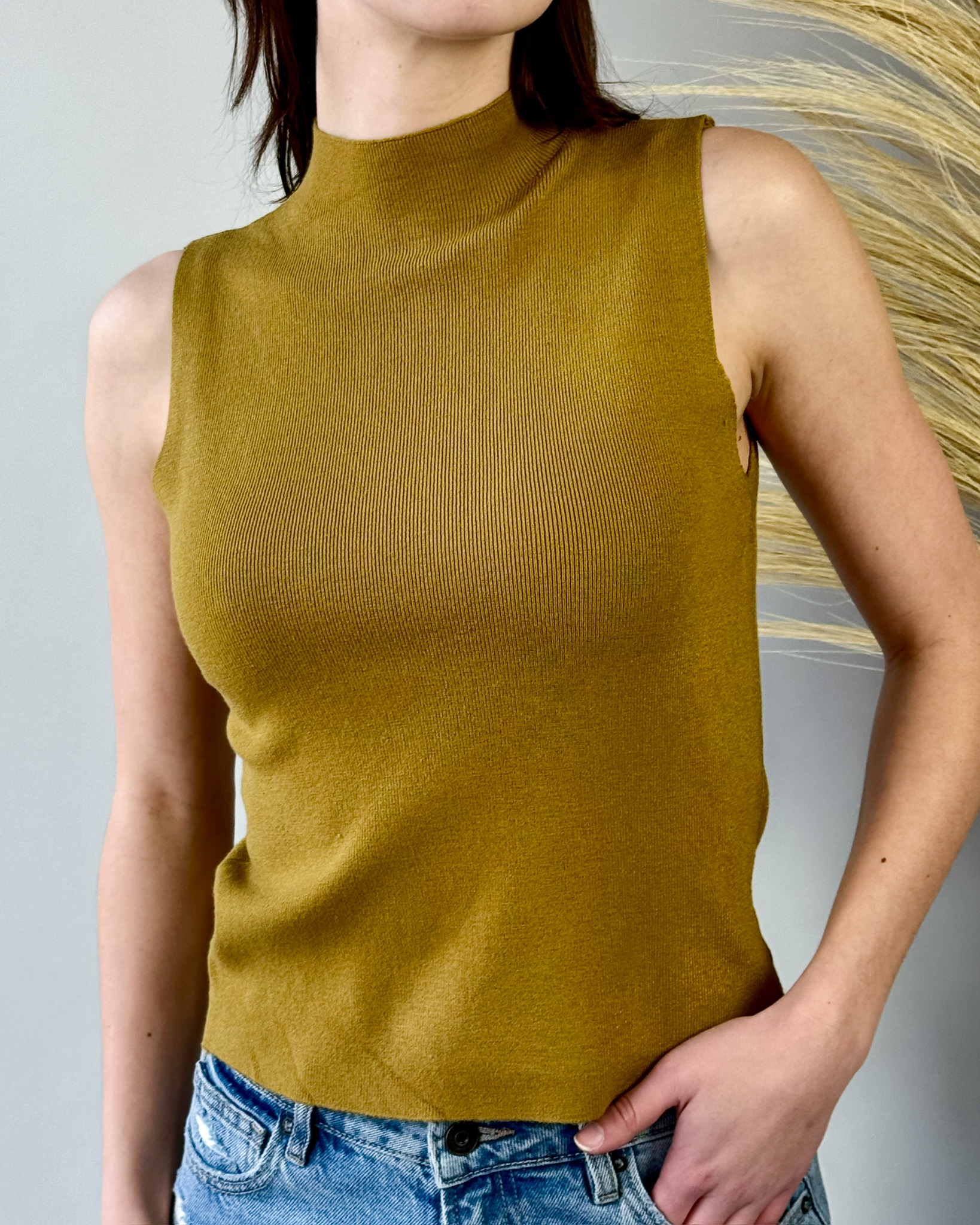 Sleeveless Mockneck Top