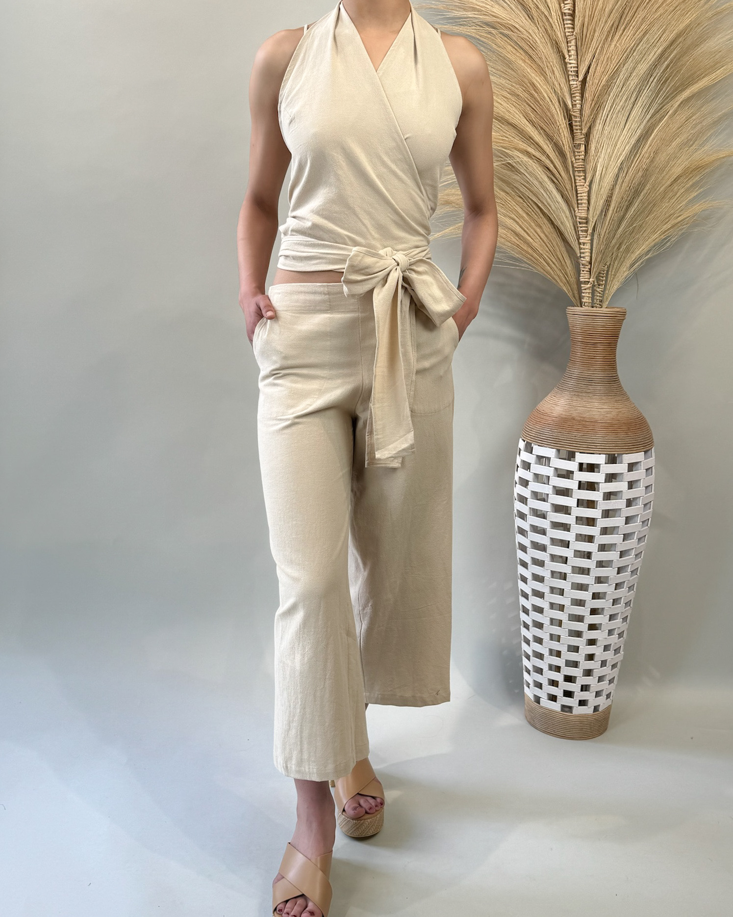 Serene Linen Wrap Top - Banyan Tree