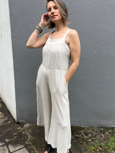 Cotton Gauze Tie Jumpsuit - Banyan Tree