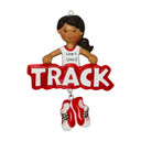 Personalized Red African American Girl Track Runner Ornament