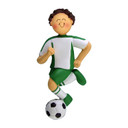 Personalized Soccer Player Ornament Male Brunette in Green