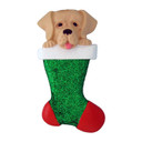 Personalized Yellow Labrador in Christmas Stocking Ornament