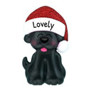 Personalized Black Dog with Christmas Hat Ornament
