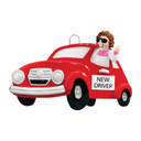 Personalized New Driver in Red Car Christmas Ornament
