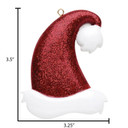 Personalized Red Glittered Christmas Hat Ornament