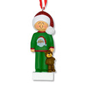 Personalized Boy with Teddy Bear Christmas Pajamas Ornament