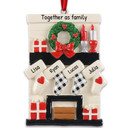 Personalized Family of 4 Stocking Christmas Wreath Ornament