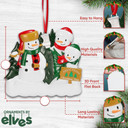 Personalized Camping Snowman Family of 3 Christmas Ornament