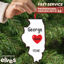 Personalized Illinois Map Travel Souvenir Christmas Ornament