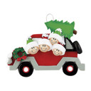 Personalized Car Family of 4 with Christmas Tree Ornament