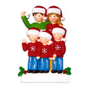 Personalized Family of 5 in Ugly Christmas Sweater Ornament