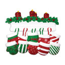 Personalized Family of 10 Hanging Mittens Christmas Ornament