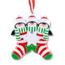 Personalized Penguin Family of 3 Christmas Stocking Ornament