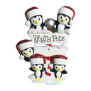 Personalized North Pole Penguin Family of 5 Xmas Ornament