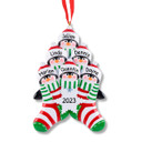 Personalized Penguin Family of 6 Christmas Stocking Ornament