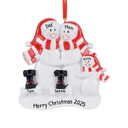 Personalized Snowman Family of 3 with 2 Black Dogs Ornament