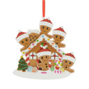 Personalized Gingerbread Family of 5 and House Ornament