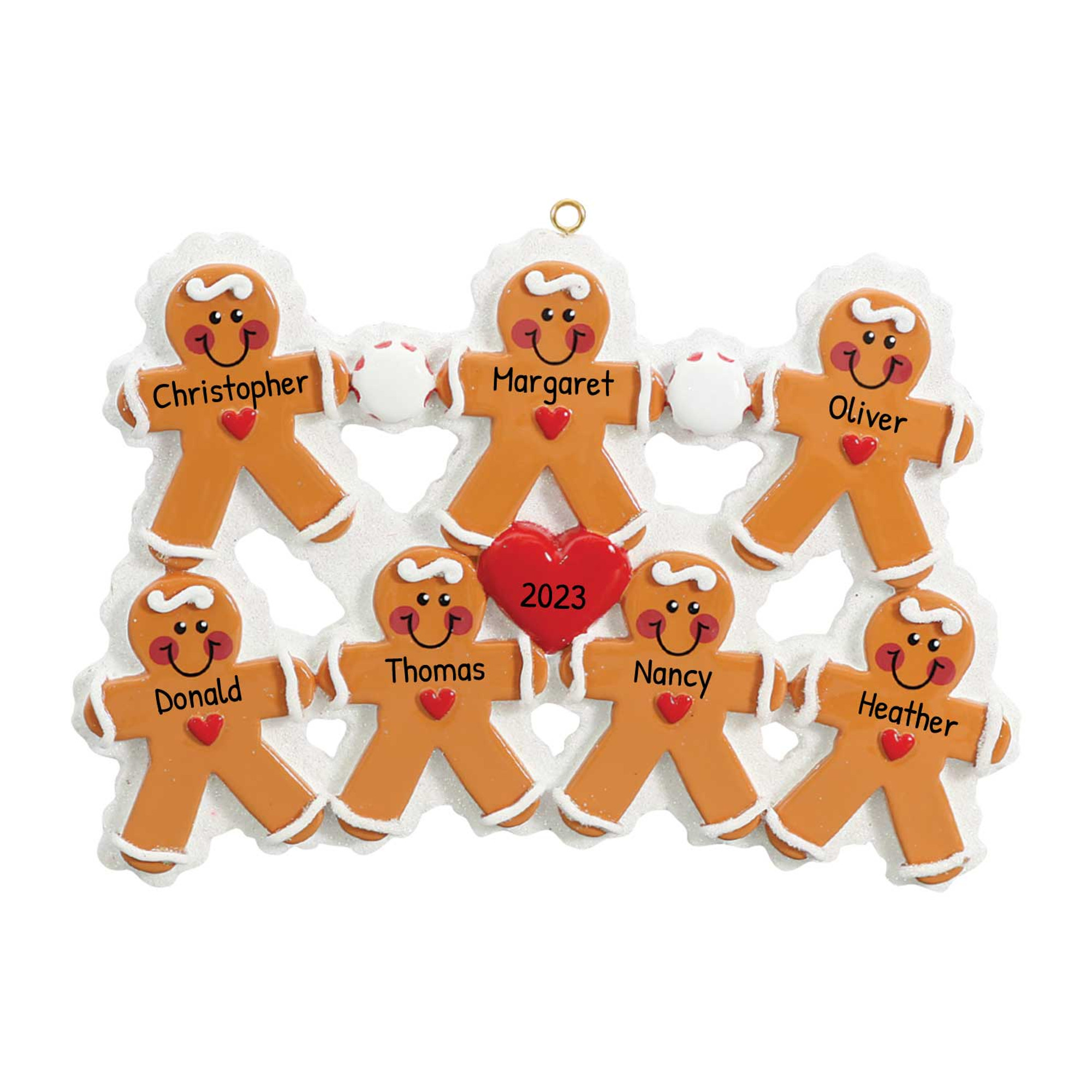 Personalized Gingerbread Cookies Family of 7 Xmas Ornament