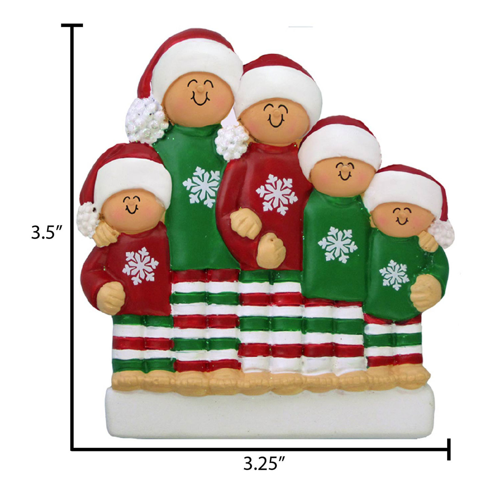 Personalized Family of 5 Winter Sweater Christmas Ornament