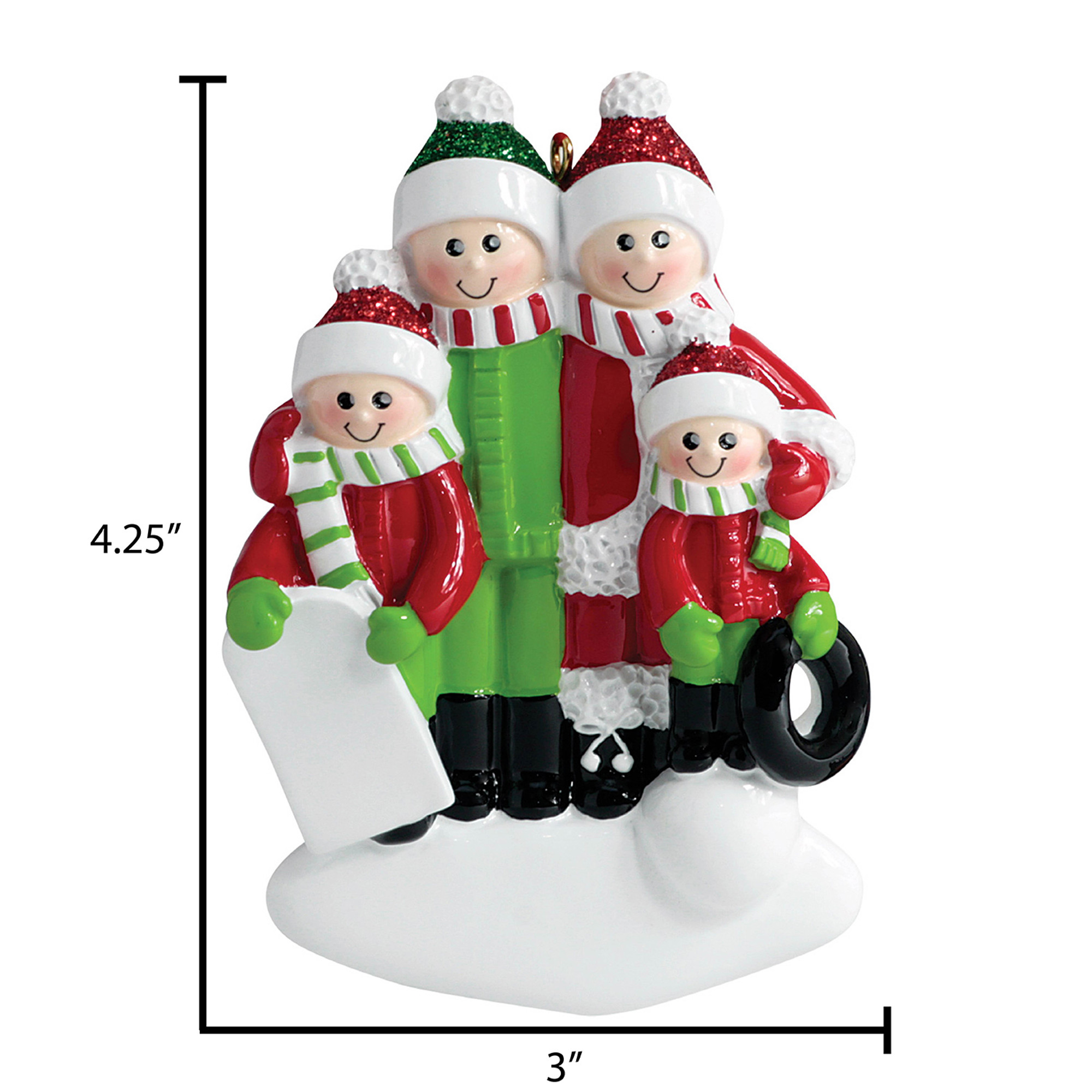 Personalized Family of 4 Winter Outdoor Christmas Ornament