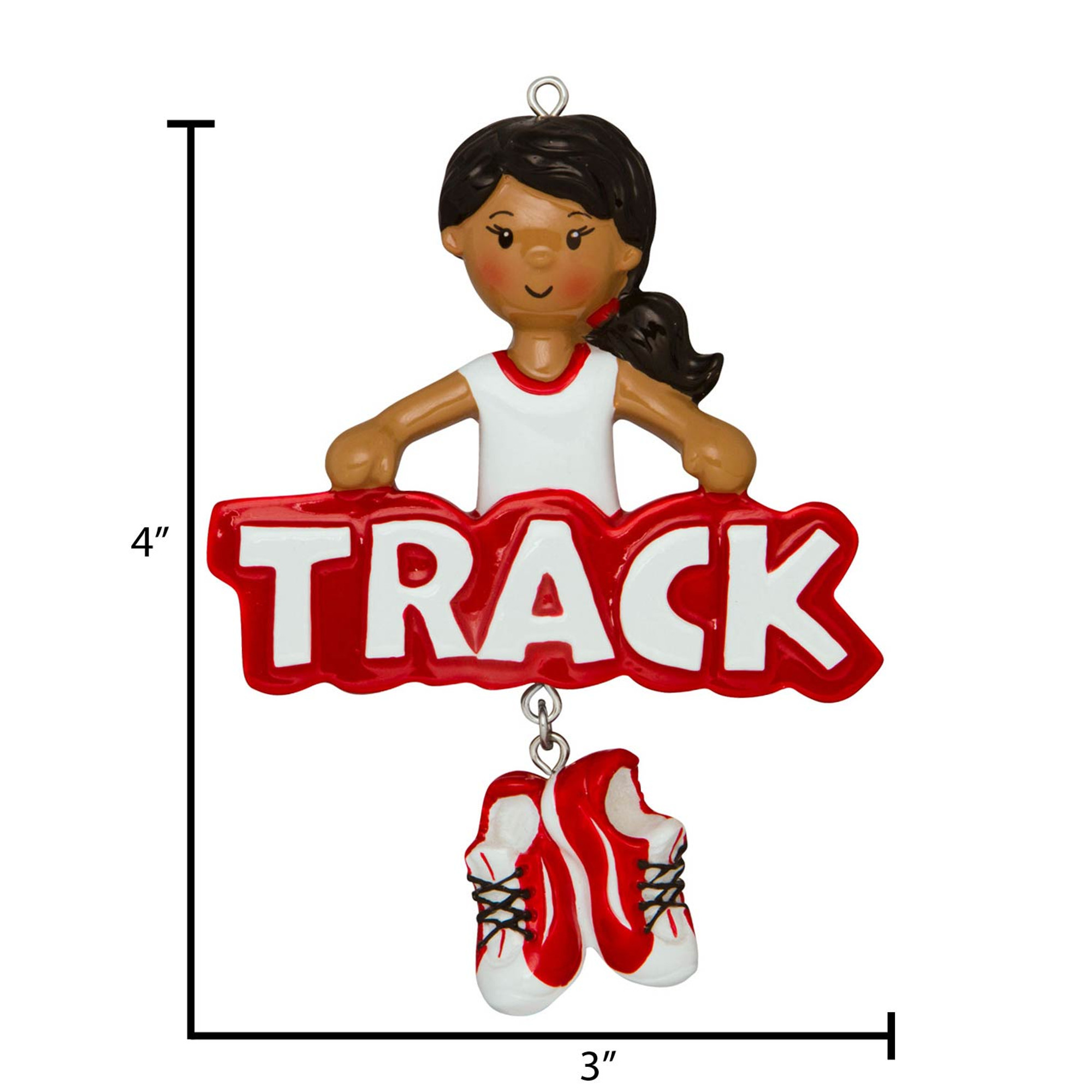 Personalized Red African American Girl Track Runner Ornament