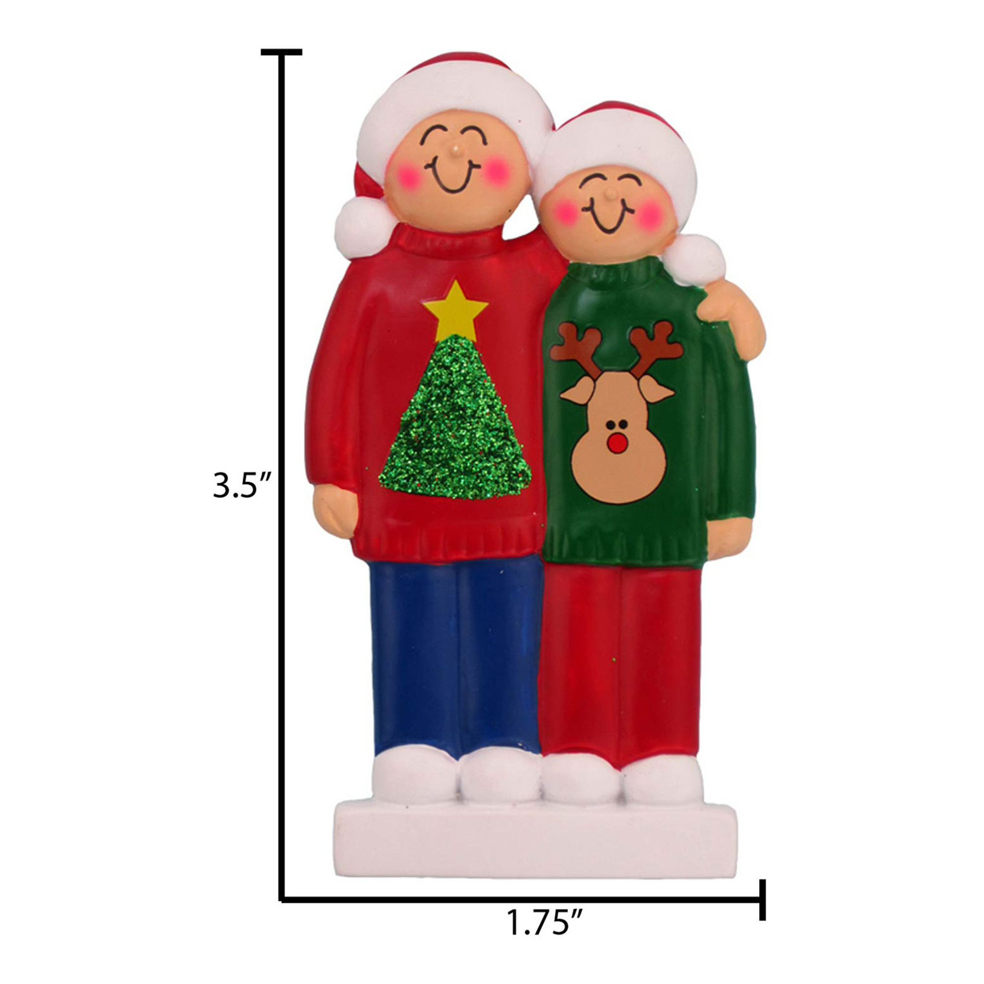 Personalized Couple in Holiday Sweater Christmas Ornament