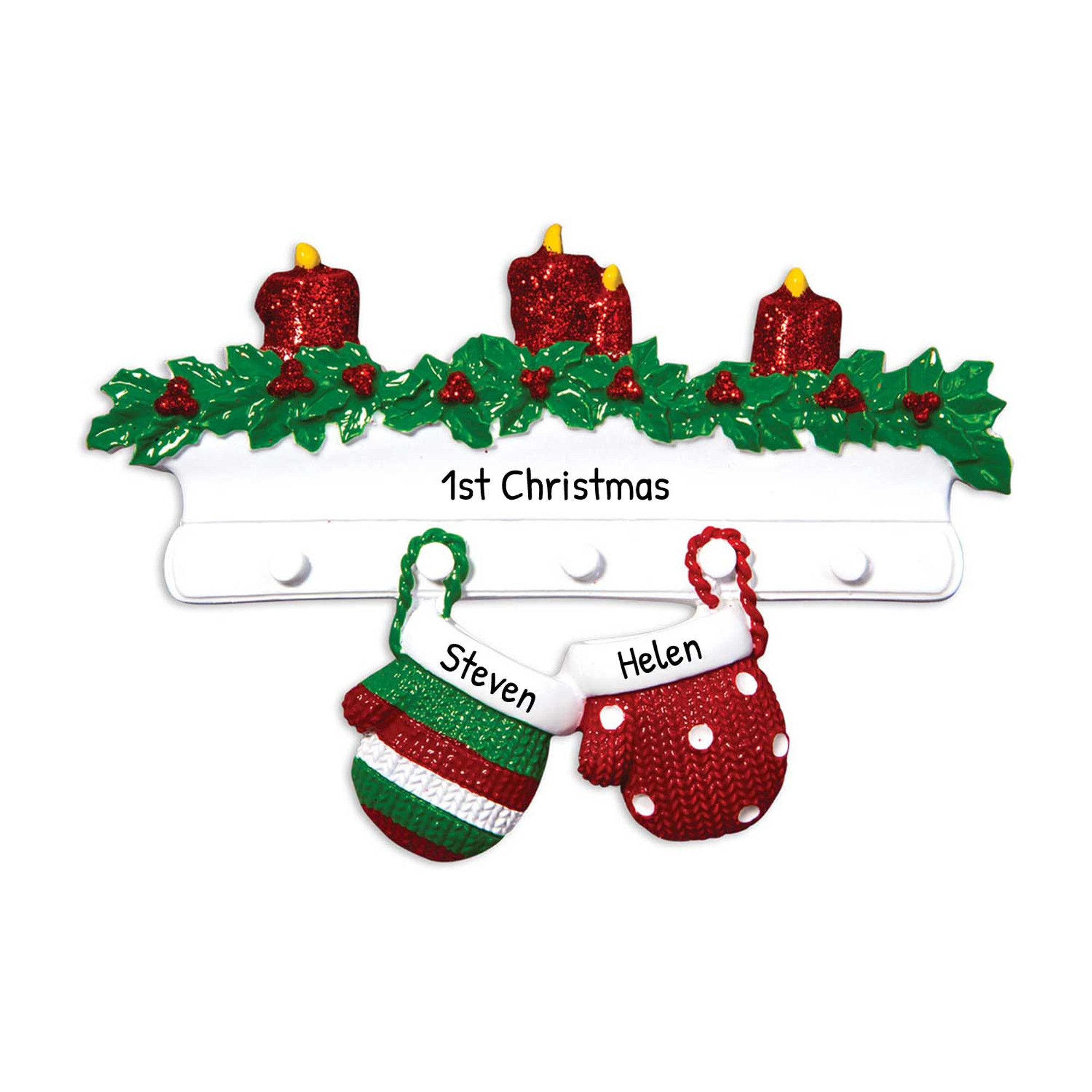 Personalized Couple Winter Gloves Hanging Christmas Ornament