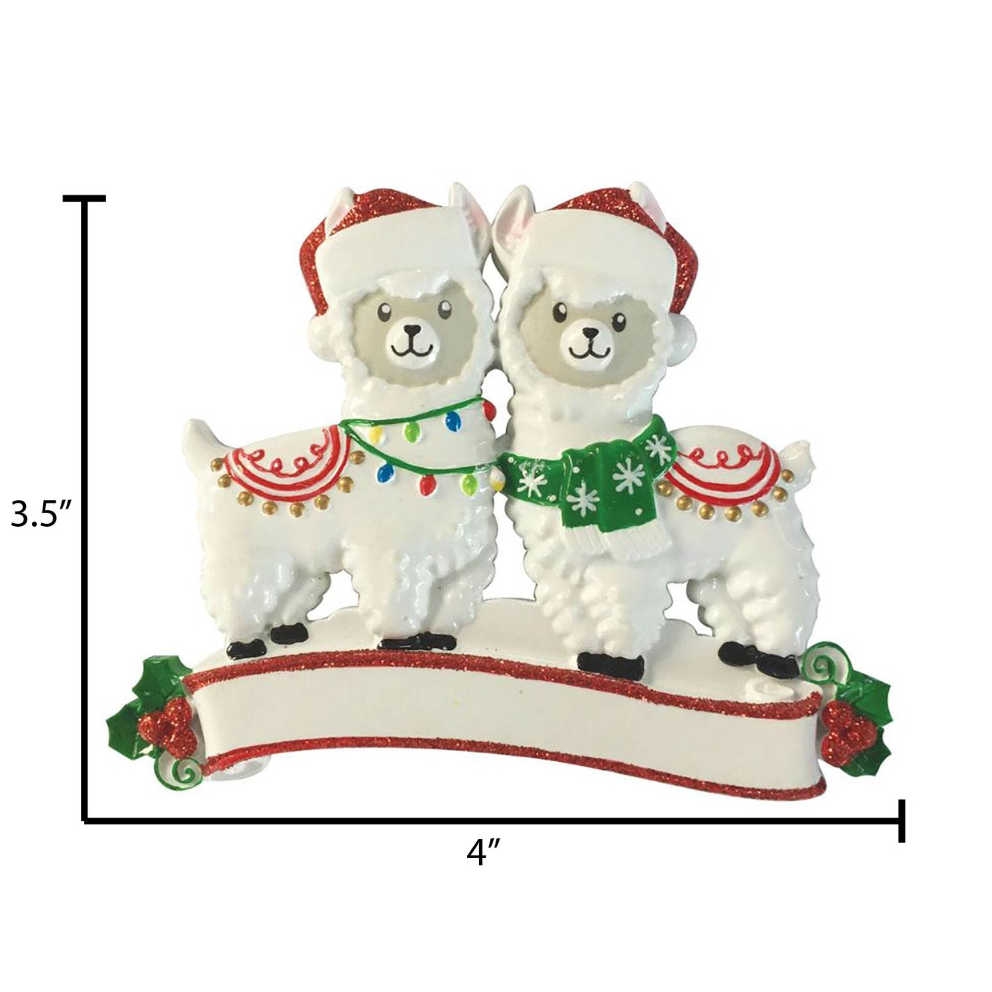Personalized Christmas Llama Couple Ornament